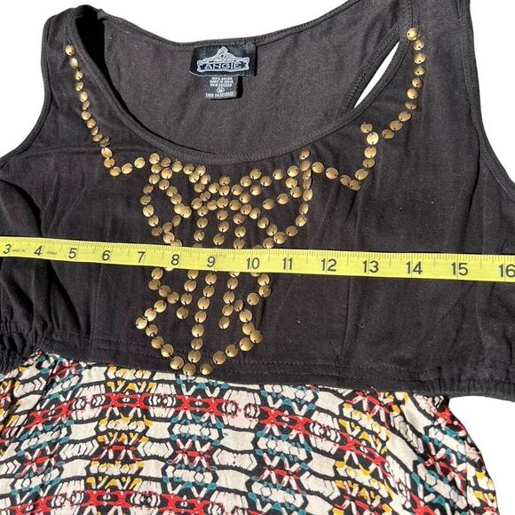 ANGIE, women's dress size M, black on top with, skirt multicolor. NWT - Picture 4 of 8